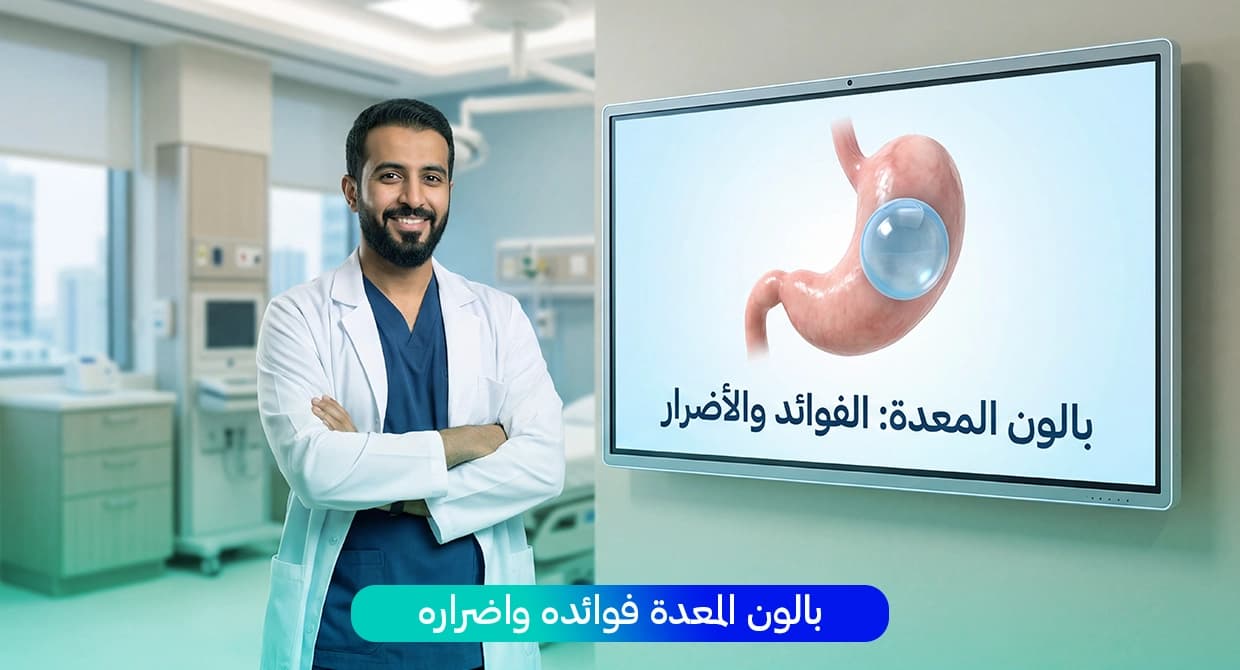 صورة توضح تركيب بالون المعدة بالمنظار كإجراء غير جراحي لإنقاص الوزن